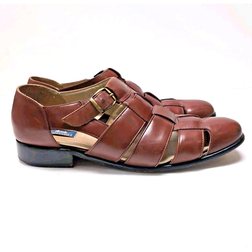 Stafford Woven Leather Fisherman Sandals Mens 13 Brown Closed‎ Toe Buckle Brazil